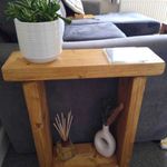 Solid Wood End Table Handmade Narrow Sofa Side Reclaimed Wood Beeswax