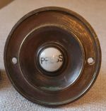 Antique brass or bronze door bell with ceramic  " Press" button from old shop