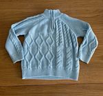 M&S Blue Cable-Knit 1/4 Zip Cotton Knit Jumper High Neck 2-3 Years