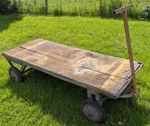 Heavy Duty Steerable Flatbed Trolley Cart with Tow Handle - USED