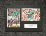 STUART McCLOSKEY - IRELAND RUGBY SIGNED A4 MOUNT +COA