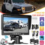 2K Car Parking Reversing Camera + 7" LCD Rear View Monitor Kit For Truck Bus Van