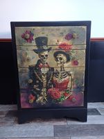 Chest Of Drawers Upcycled Skull Design Vintage