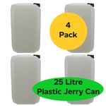 Jerry Can Water Container 25 Litre Plastic with Measure, Oil Fuel Can x 4