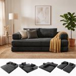 2 Seater Folding Sofa Bed 5in1 Modular Convertible Couch Floor Sofa Dark Gray