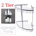 2 Tier Shower Holder Shelf Rack Bathroom Tripod Stainless Corner Storage Rack