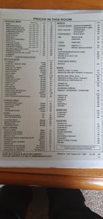 A Bass Mitchell's and Butlers Pub Price List Poster