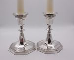 Sterling Silver pair of Octagonal Candlesticks 1912, Deakin & Sons, 4 1/2 inches