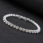 Womens Swarovski Crystal Tennis Stone Bracelet Bangle Silver Plated Shine Gift