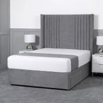 Skyline Wingback Divan Bed Plush Storage Bed 54 Inch Headboard 2 Drawer Mattress