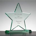 Personalised Engraved Jade Glass Star Trophy Staff Award, Corporate Gift, 