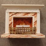 Vintage Lundby Dolls House Marbled Fireplace Non Electric Gold Grate