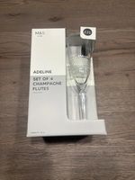 M&S Marks & Spencers Adeline Champagne Glass Flutes Set of 4 rrp £25