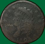 1808 Classic Head Large Cent Very Good VG Coin, Corrosion #38099