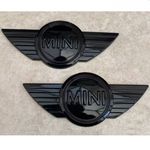 2X For M-I-N-I Cooper Emblem R50 R55 Gloss Black Metal Bonnet Boot B-M-W Badge