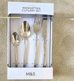 M&S Manhattan 24pc Stainless Steel Cutlery Set for 6, Dishwasher Safe