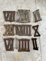 9 Vintage Cast Iron Roman Numerals 3cm High II II IIII VI VII VIII X XI XI XI