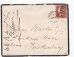 1870 QV 1d PENNY RED STAMP ON MOURNING COVER TO PUCKRUP HALL TEWKESBURY ~FAULTS