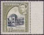 CYPRUS KGVI 1938-51 PICTORIAL DEFINITIVE 18pi Black/Olive-Green MNH Stamp SG160