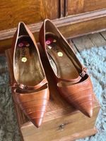 Y2K Faith Brown Leather Kitten Heels - Size 6 Pointed Toe