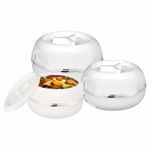 3 x White Jumbo Set Insulated Hot Pot Casserole Set with Lids Food Warmer Home