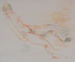 Bernt Wilke Female Nude Lying East German Art Signed Unique Pastel 1975