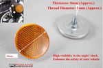 Pair 40mm Round Amber Motorcycle Screw On Reflector Safety For ATV UTV Dirt Bike