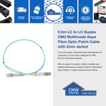 Fibre Optic Patch Cable LC-LC Multi-Mode OM3/OM4 Duplex 50/125 Network PatchLead