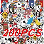 200 Pack Random Cool Brand Logo Sticker Bomb Vinyl Skateboard Luggage Decals Lot