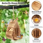 Wooden Bee Hotel Hanging Butterfly Feeder Insect House Nesting Box Garden Decor