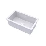 Fireclay Single Bowl Square Undermount Kitchen Sink, With Overflow,763x457x254mm