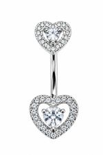 Heart Belly Button Bar Barbell Crystal Drop Dangle Body Piercing Navel Ring Bars