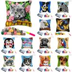 Dog Cat Butterfly Latch Hook Kits Pillowcase Embroidery Cushion Cover Making Kit