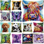Latch Hook Kits for DIY Pillow Case Dog Dinosaur Yak Needlework Cushion Cover