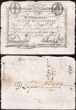 Italy. Banco Di S.Spirito. 50 Bajocchi 1798 (WPM S523a). VF.