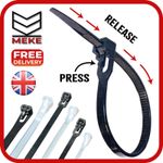 Releasable Reusable Cable Ties Plastic Nylon Zip Ties Black & White Tie Wraps