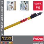ProDec Button Lock Extension Pole 2' - 4' Foot Fibreglass Paint Screw Pro Tools