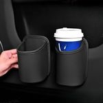 Universal Clip-on PU Leather Cup Holder For Car Doors, Seat Backs Black