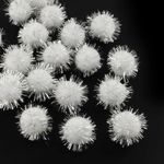 white glitter pom poms, 15mm xmas pom poms, fabric craft embellishments, 50pcs
