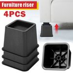 4x Heavy Duty Bed Chair Risers Feet Leg Lift Furniture Extra Raisers Stand