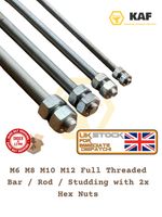 M6 M8 M10 M12 Fully Threaded Rod Stud Bar Studding Zinc With Full Hex Nuts  KAF
