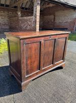 Antique Georgian 18th Century 3 Panel English Oak Storage Trunk Chest C.1770
