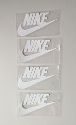 4x Iron On White Nike Vinyl Transfers 6.2cm X 3.5cm Replacement Swoosh Tick Logo