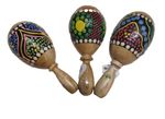 Wooden Maraca 12cm Handcrafted Painted Fair Trade Percussion Instrument Shaker