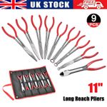 9pc Extra Long Nose Reach Bent Straight Side Cutter Pliers Plier Set 11"