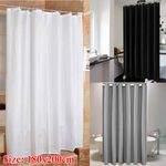 Plain Polyester Bathroom Curtains Extra Long Fabric Shower Curtain with Hooks