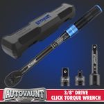 3/8" Click Torque Wrench Ratchet Sq Drive Calibrated 6.8-61Nm 5-45Ft-Lb Case 4pc