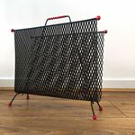 Vintage 1950s Mid-Century Modern Atomic Perforated Metal Magazine Rack