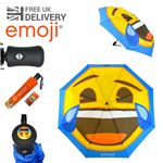 Emoji Novelty Umbrella Auto 3 Fold 42" Arc Rain Windproof Waterproof Umbrellas