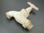 LARGE VINTAGE BRASS WATER TAP 1 " DIA THREAD INLET  1  1/8" OUTLET